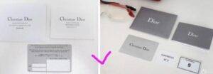 Dior Saddle Bag Authenticity Card