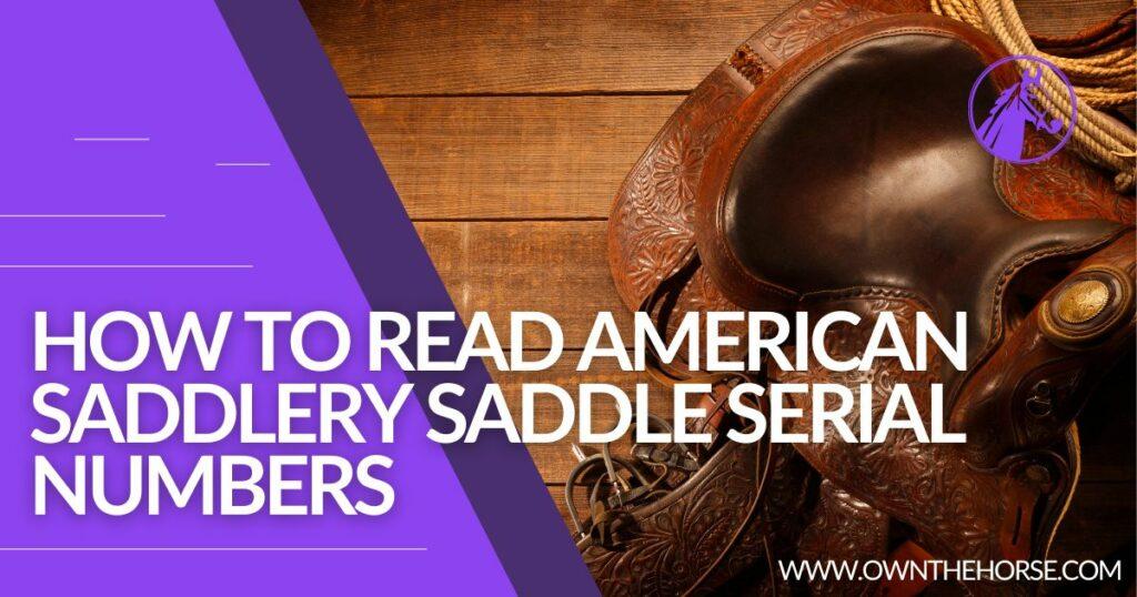 How To Read American Saddlery Saddle Serial Numbers –...
